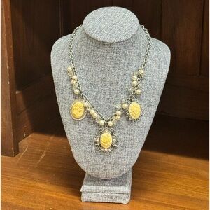 Rose and Cameo charm necklace